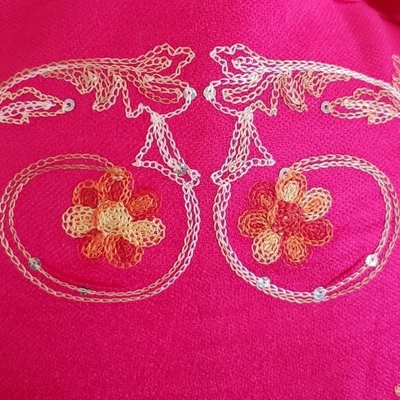HANDMADE Embroidered Sequined Designed Pink Shawl - Picture 9 of 13